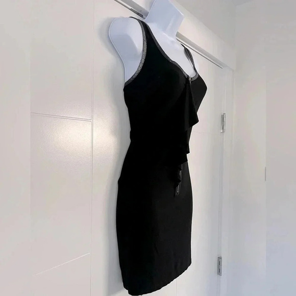 Guess/ Front zip/ Back beaded detail/ Black body con dress/  Mini/ Size US M - Picture 5 of 16